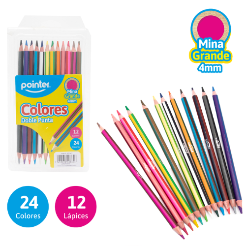 LAPICES COLOR POINTER 24COL REDONDO D/PUNTA 4MM DCP-412