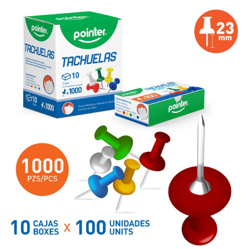 TACHUELAS POINTER COLORES C-100PCS P9523