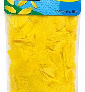 MANUALIDADES BARRILITO PLUMAS AMARILLO GRANDE F142A