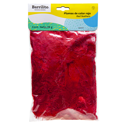 MANUALIDADES BARRILITO PLUMAS ROJO GRANDE F142R