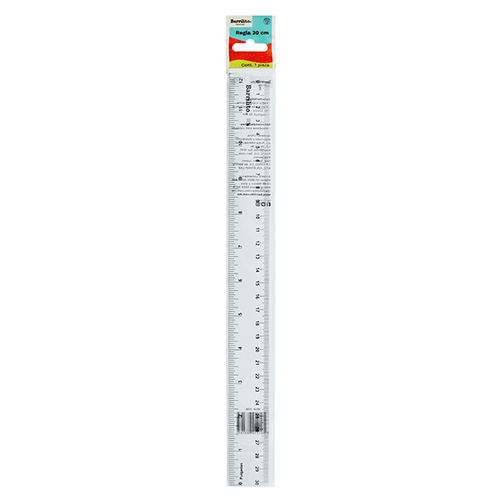 REGLA PLASTICA BARRILITO 30CM TRANSPARENTE 1136 BOLSA
