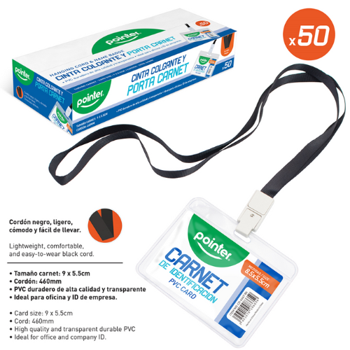 PORTA CARNET POINTER CON CORDON NEGRO 8.5X5.5CM CD-6667-BK