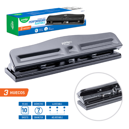 PERFORADORA POINTER 3 HUECOS AJUSTABLE WD301A-P