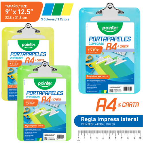 TABLERO POINTER ACRILICO CLAMP A4 ZY-85021-A4