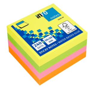 MINIBLOCK INFO NOTES 2X2" CUBO 240HJ NEON 5658-39