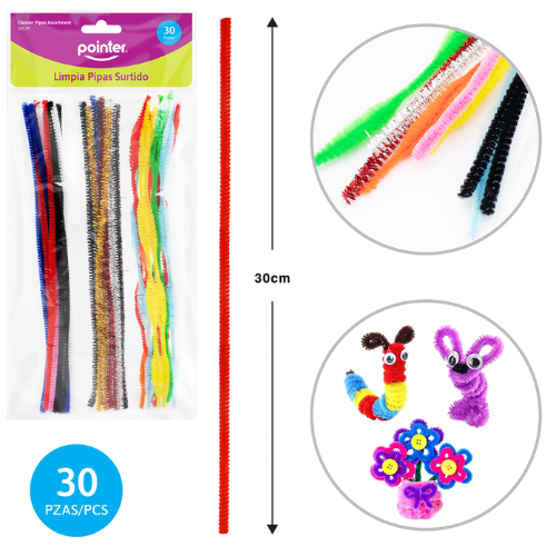 MANUALIDADES POINTER LIMPIA PIPA BRILL SURT 30CM 30PCS DIY-1520