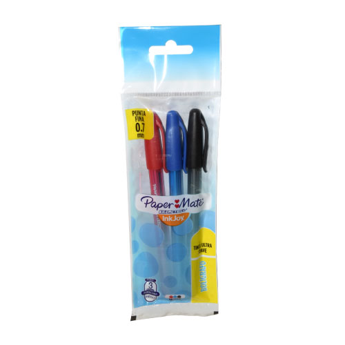 SET LAPICERO PAPERMATE INKJOY 100ST 0.7 3PCS AZ/NG/RJ 1903863