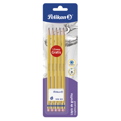 SET LAPIZ GRAFITO PELIKAN #2 HB C/BORRADOR 5PCS 30330215