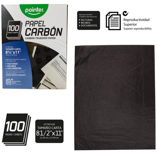 PAPEL CARBON POINTER CARTA NEGRO 8.5X11 CJ-100UD CP-8511-N