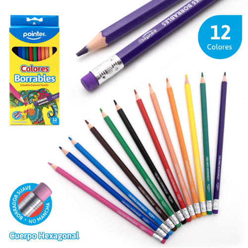 LAPICES COLOR POINTER 12COL HEXAGONAL BORRABLE CPP-12