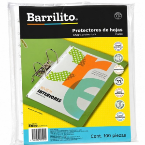 HOJAS PROTECTORAS P/BINDER BARRILITO T/C PHL100 PAQ-100UD