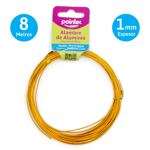ALAMBRE POINTER ALUMINIO DORADO P/MANUALIDAD 8MTS 1MM ANC-1801G