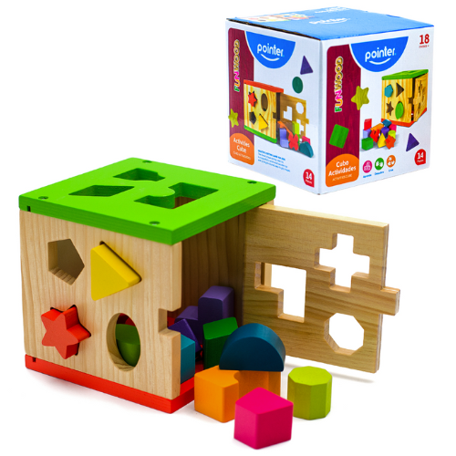 JUEGO DIDACTICO MADERA POINTER FW CUBO/FICHAS 14PCS PZZ-1905