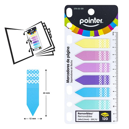 BANDERITA ADHESIVA POINTER 6COL CPASTEL BLT-120UD STN-03-120