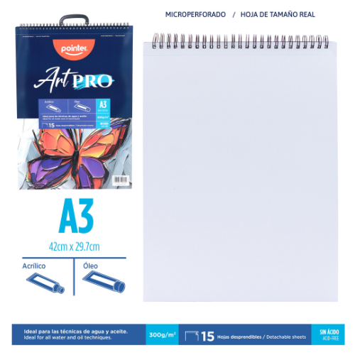 BLOCK OLEO POINTER 15HJ BL 11.7X16.5" 300GR DBOL-300-A3 AGUA