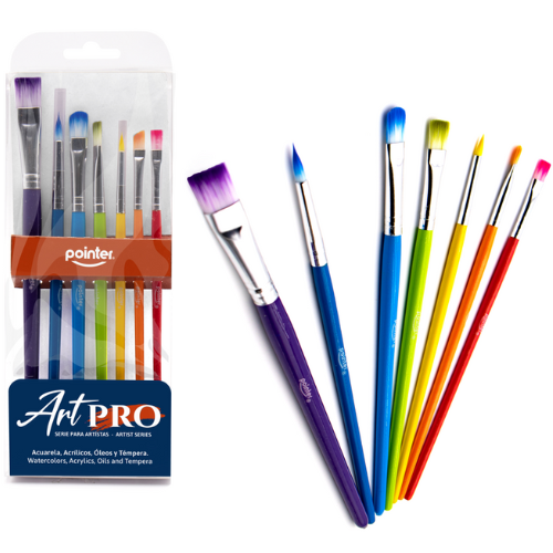SET PINCELES POINTER 7UD PLANO/REDONDO AB-7C COLORES