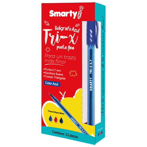 LAPICERO SMARTY TRI-X PUNTA FINA 0.7MM AZUL SM-M114 UND