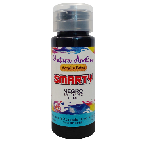 PINTURA SMARTY ACRILICA 60ML NEGRO SM-F18032