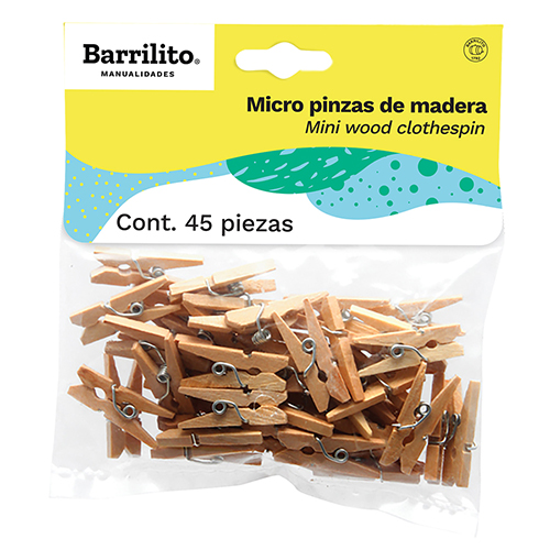 PINZAS BARRILITO MINI P/ROPA COLOR NATURAL W060