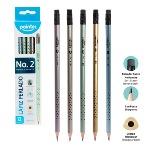 LAPIZ GRAFITO POINTER PERLADO TRIANGULAR #2 HB MGP-12-B